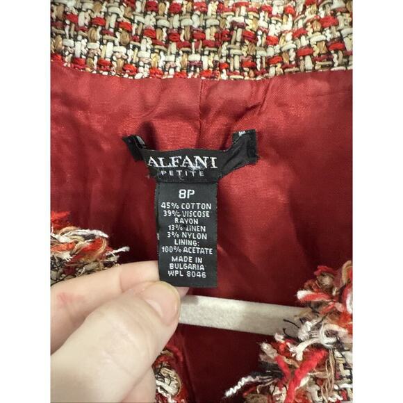Alfani Petite Ladies Linen Blend Suit Jacket Poppy Multi Size 8P - Picture 2 of 5